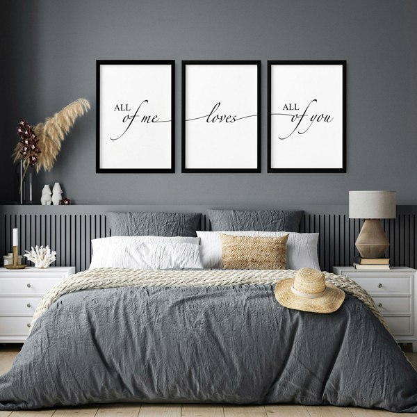 Paper anniversary gift | set of 3 wall art prints for Bedroom