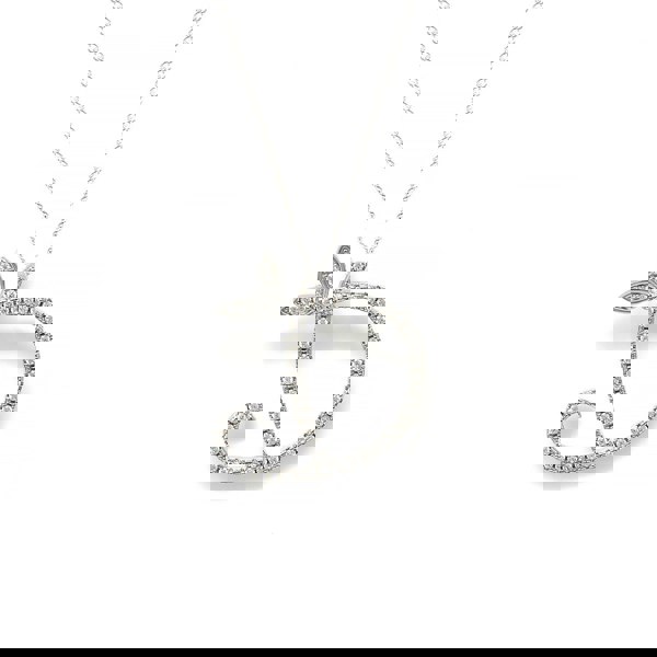 Say It With 1 Inch Winged Full CZ Stones Initial Necklace - Sterling Silver