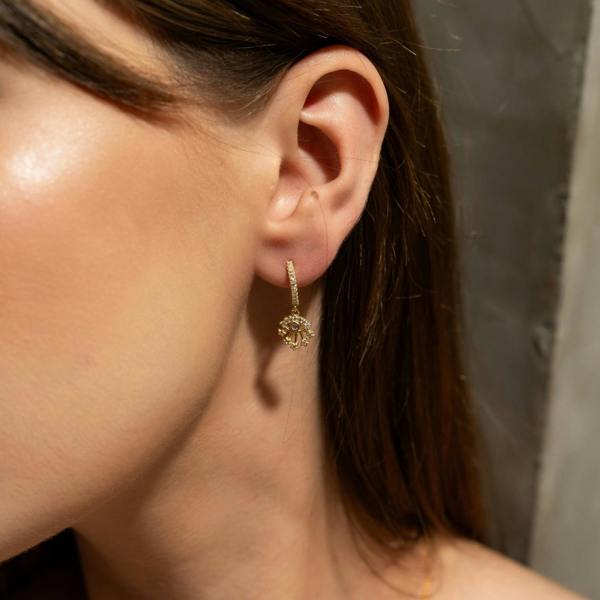 Spero London Fine 14ct Solid Gold Evil Eye Drop Earrings