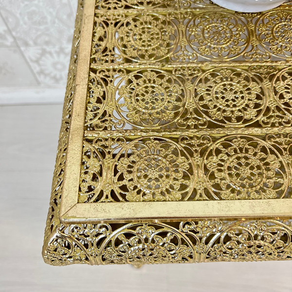 Downton Interiors Light Gold Embossed Metal Coffee Table / TV Stand - Agadir Range