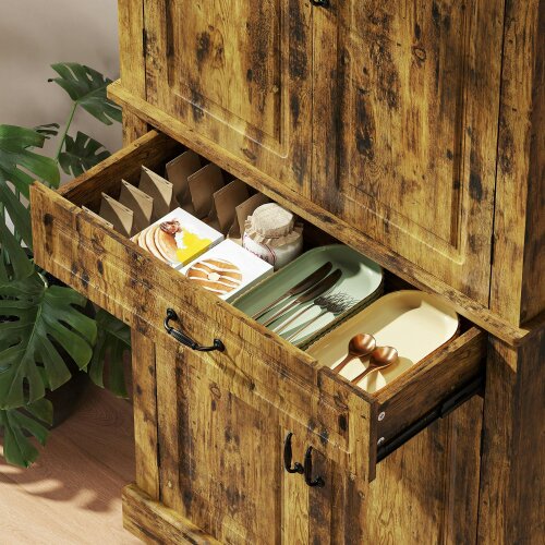 Wyld Haus Zirolu 180cm Wooden Brown Tall Kitchen Pantry Cabinet with Drawer And Storage Shelves