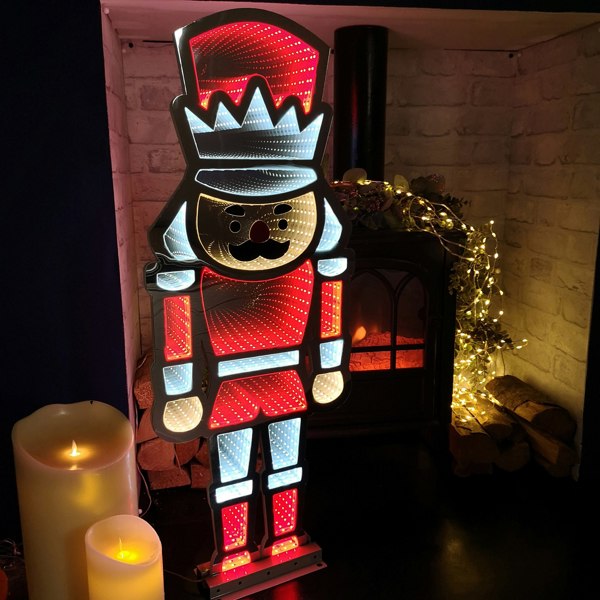 Samuel Alexander 87cm Infinity Light up Standing Nutcracker Christmas Decoration with Red & White LEDs on Metal Base