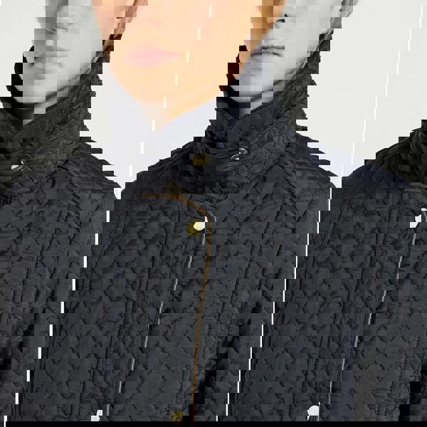 Joules Joules ROSEWELL Longline Quilted Showerproof Coat with Collar Navy