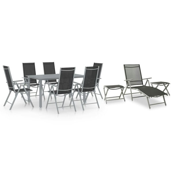 Berkfield 10 Piece Garden Dining Set Black and Silver