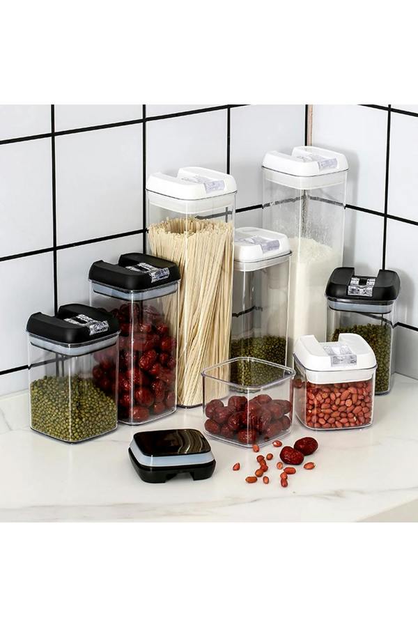 Living and Home 7Pcs Airtight Food Dry Grain Cereal  Storage Containers 6.9L with Clasp Lids （0.5*2+0.8*2+1.2*2+1.9L）