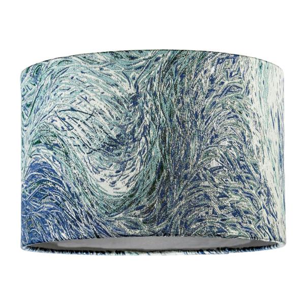 Artistic and Fluid Textured Lamp Shade in Blue Teal and Soft Green Image 1