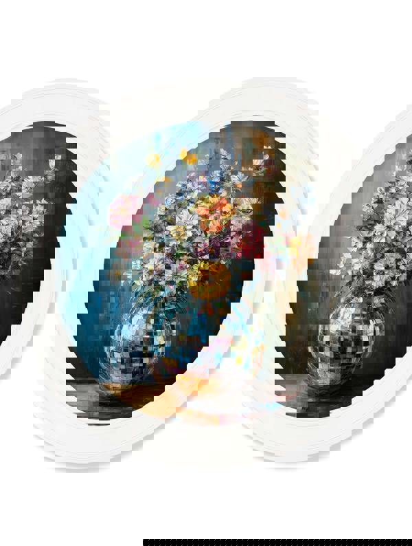 Exceptional Art Disco Bloom Wildflowers - Oxford Strong White round frame