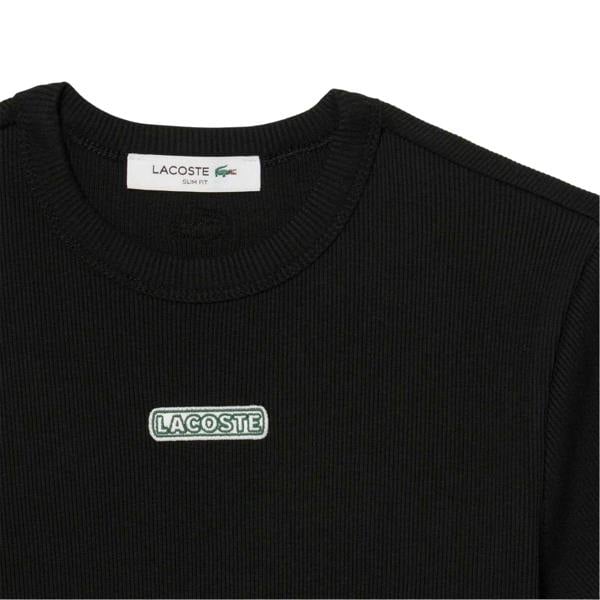 Lacoste Womens/Ladies Ribbed Crew Neck Slim T-Shirt - Black - 