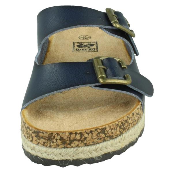Down to Earth Ladies Down To Earth Twin Buckle Strap Sliders Sandals F12086