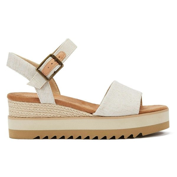 TOMS Diana Canvas Wedge Natural Women's White Sandals