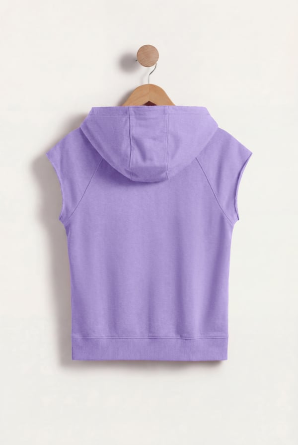 ENORSIA Sleeveless Raw Edge Hoodie