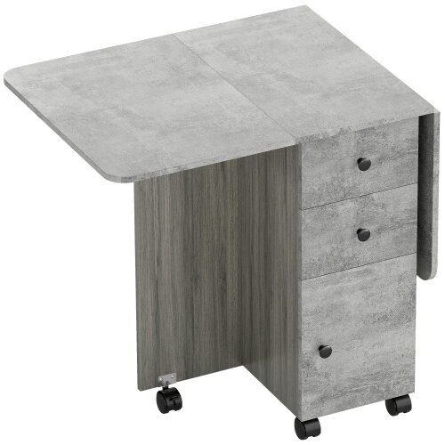 Wyld Haus Dorette Wooden Mixed Grey Drop Leaf Dining Table With Multi Storage Design