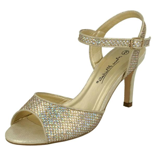 Anne Michelle Ladies Anne Michelle Glitter Peep Toe Heels F10467