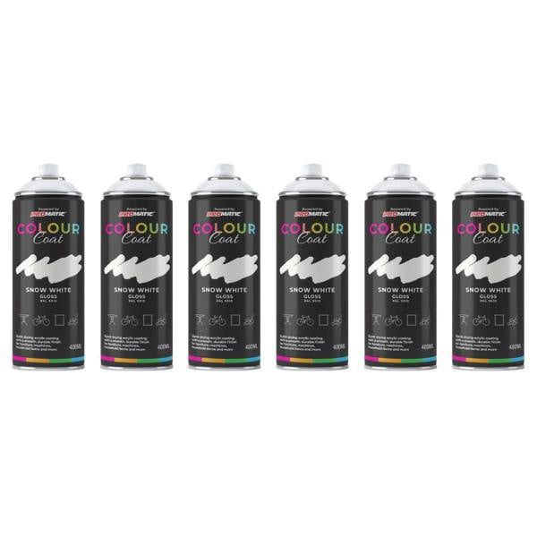 Colour Coat 6X Snow White RAL 9010 Gloss Spray Paint 400ml