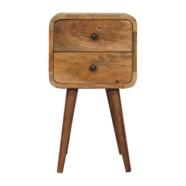 Wyld Haus Parma Mini Oak Mango Wood Curved Bedside 2 Drawers