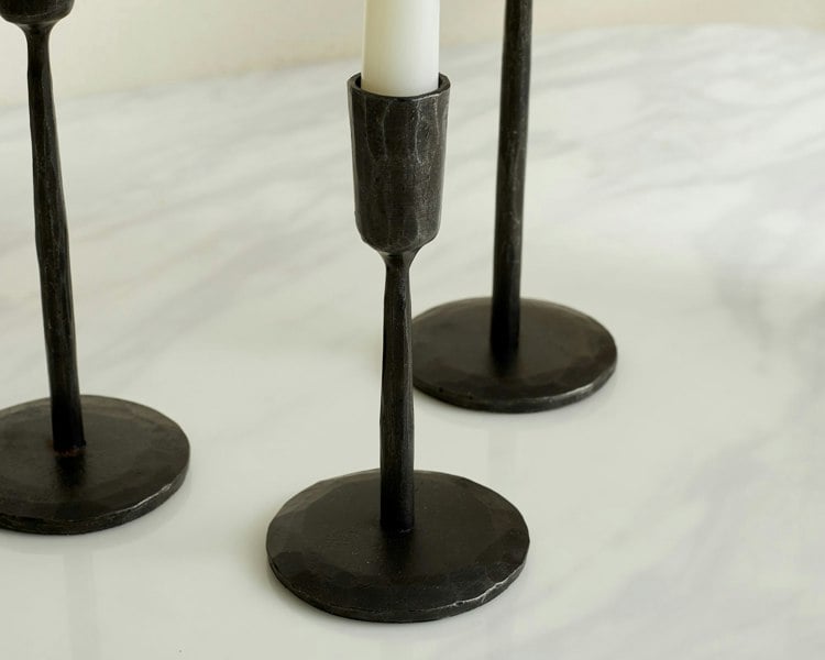 Rustic Black Iron Candle Holders Set of 3 pieces from What a Host Home