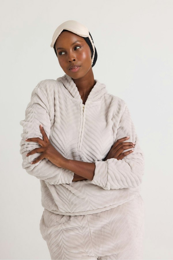 Cosy Chevron Lounge Suit in Almond - Loungewear