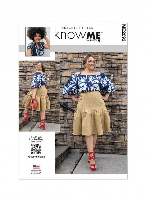 Know Me Sewing Pattern 2093, Tops, Skirts for Women, AA (10-12-14-16-18) - Intermediate