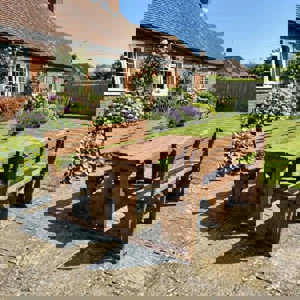 Arbor Garden Solutions Alders Picnic Table Benches Set With Backrest - Rustic Finish