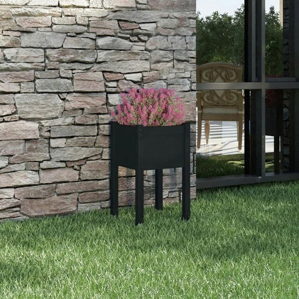 Berkfield Garden Planter Black 40x40x70 cm Solid Pinewood