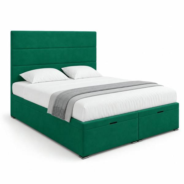 Great British Beds Rio Divan Ottoman Bed - Green Plush