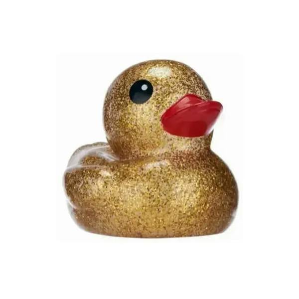 Shiny gold large glitter duckie with red beak and black eye from SwimExpert