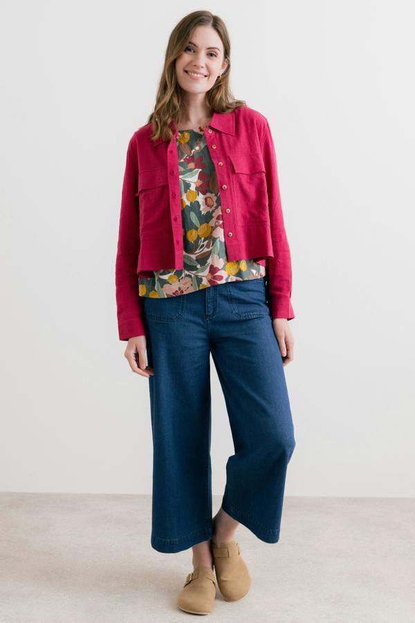 Lily & Me Grasslands Linen Blend Jacket Boysenberry