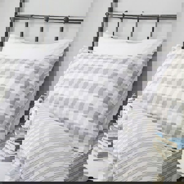Bianca Check and Stripe Cotton Reversible Duvet Cover Set
