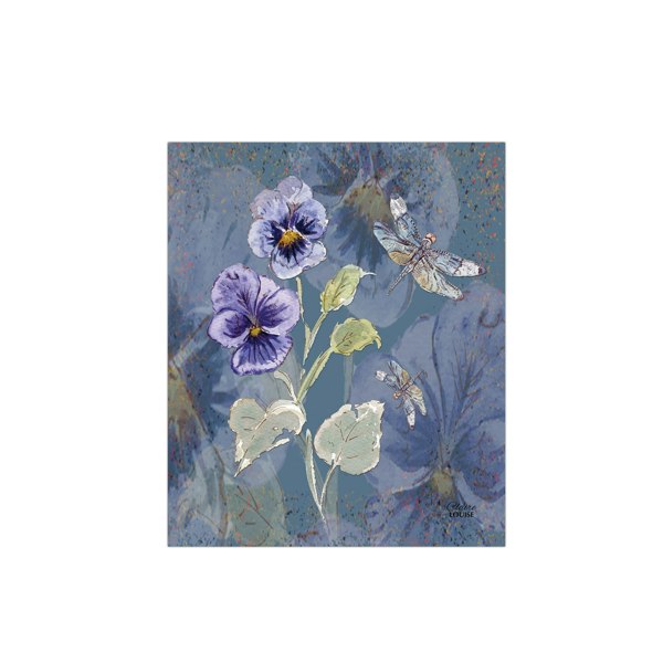 Claire Louise - Designer Powder Bloom Pansies Glass Kitchen Splashback