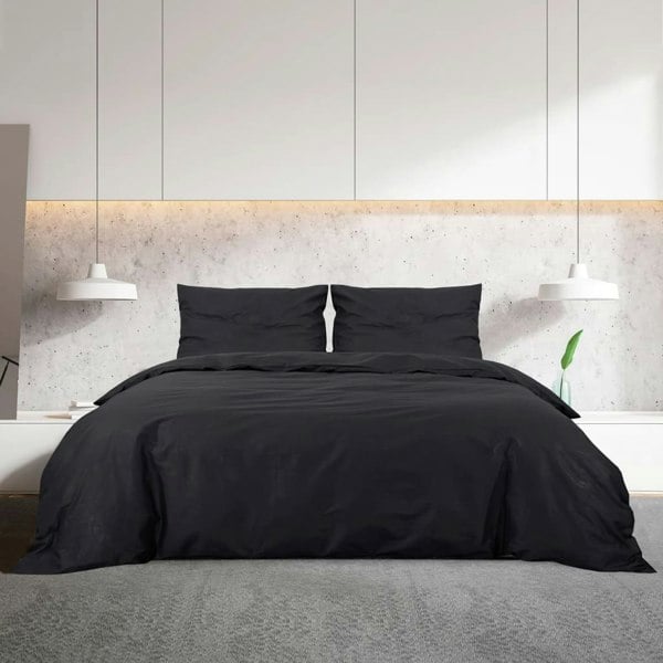 Berkfield Duvet Cover Set Black 135x200 cm Light-weight Microfiber