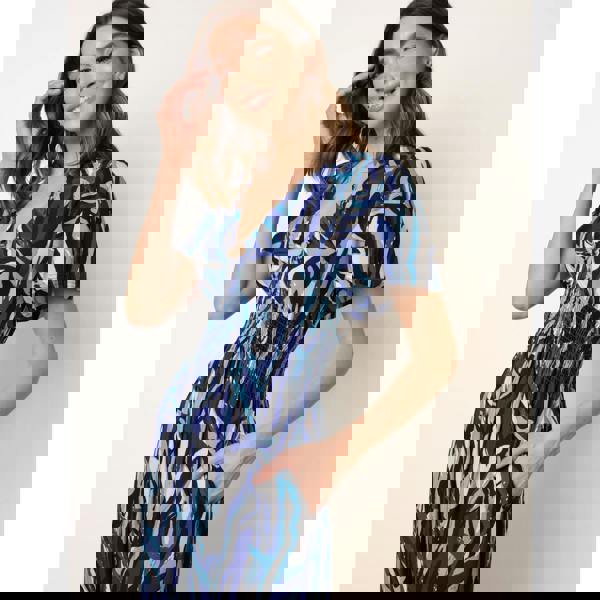 Blue Vanilla Ring Detail Printed Dress