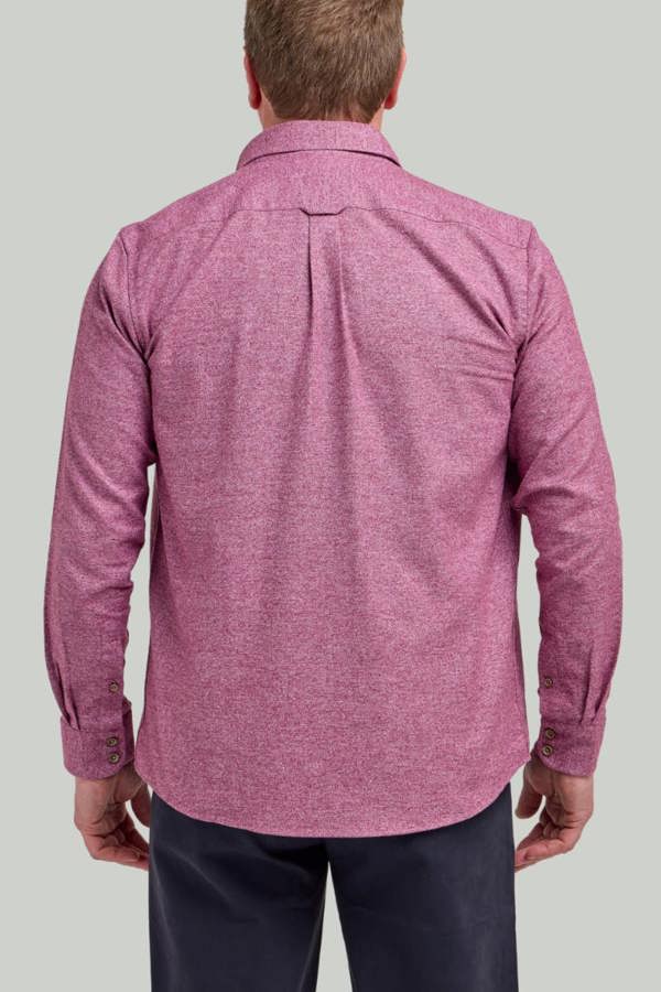 Wine Brushed Cotton Button-Down Collar Casual Shirt