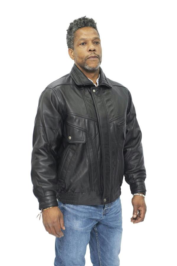 Infinity Leather Mens Classic Harrington Bomber Leather Jacket-Minsk