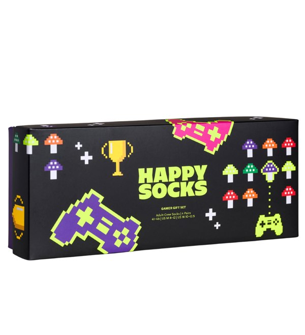 Happy Socks 4-Pack Gamer Socks Gift Box, Black