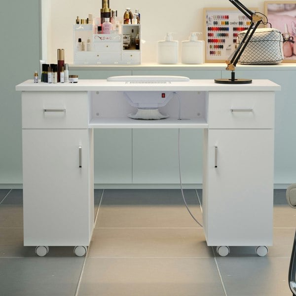 120cm Wide Wheeled Manicure Table with Electric Dust Extractor Dressing Tables Living and Home