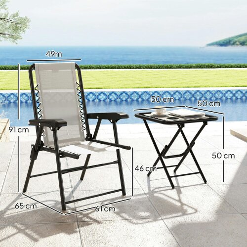 Wyld Haus Diroke Metal Cream White 3 Piece Garden Table And Chair Bistro Set