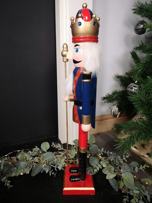 Samuel Alexander 60cm Traditional Wooden Christmas Nutcracker Soldier Decoration with Blue Body