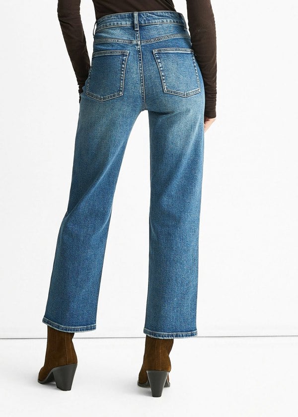 Gini London Blue Mid Rise Straight Leg Jeans