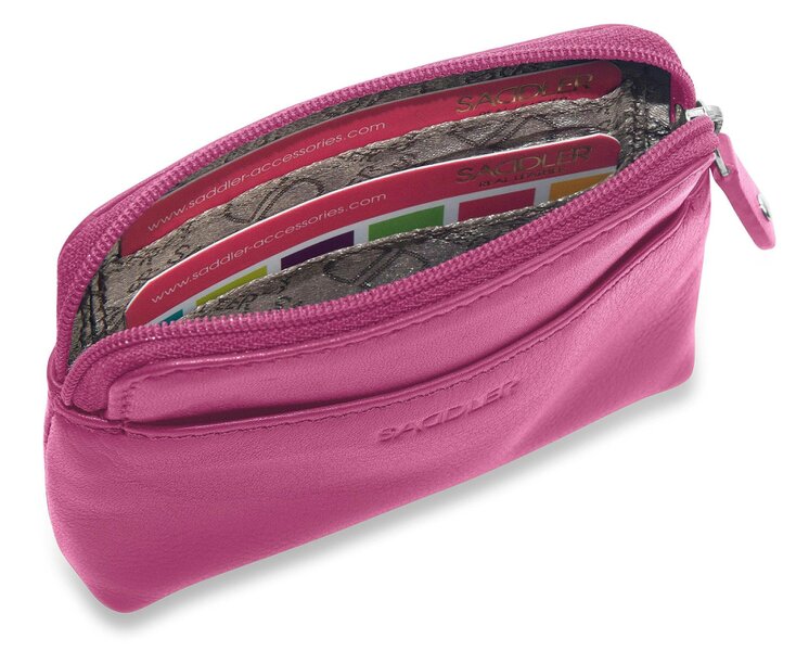 SADDLER Compact Leather Zip-Top Purse "Pia" – Handmade by Saddler | RFID Protected & Gift Boxed | Multi-Functional Card, Coin & Key Holder