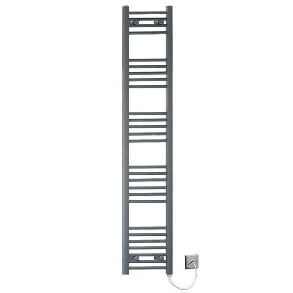 MYHOMEWARE 300mm x 1600mm Anthracite Grey Flat Electric Pre-Filled Heated Towel Rail Radiator For Bathroom Designer Standard Element