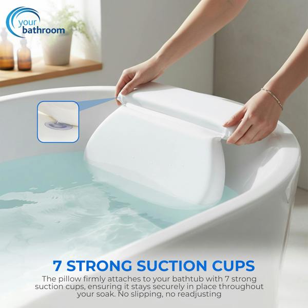 Your Bathroom Bath Pillow, Bath Cushion with 7 Suction Cups, NonSlip Bath Pillows for Head & Neck Support For Relaxation