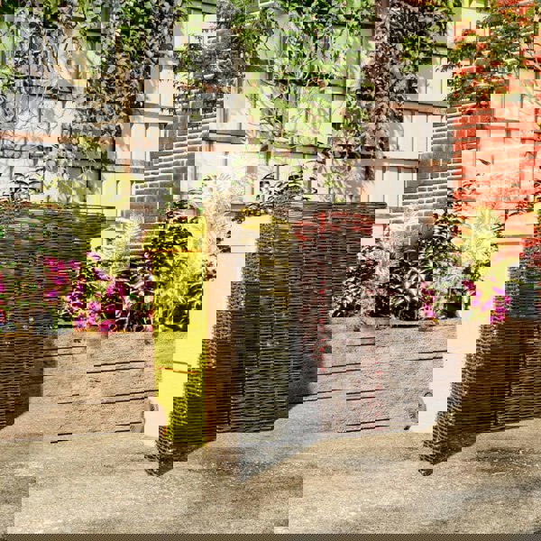 Livingandhome Trash Can Fence Wicker Privacy Fence Living and Home M