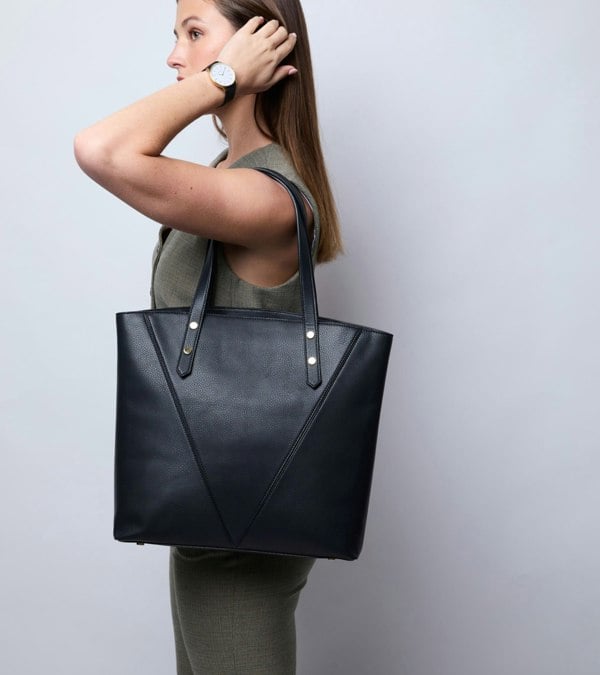 Votch Honor Vegan Bio-Based Bamboo Leather Tote Bag - Black