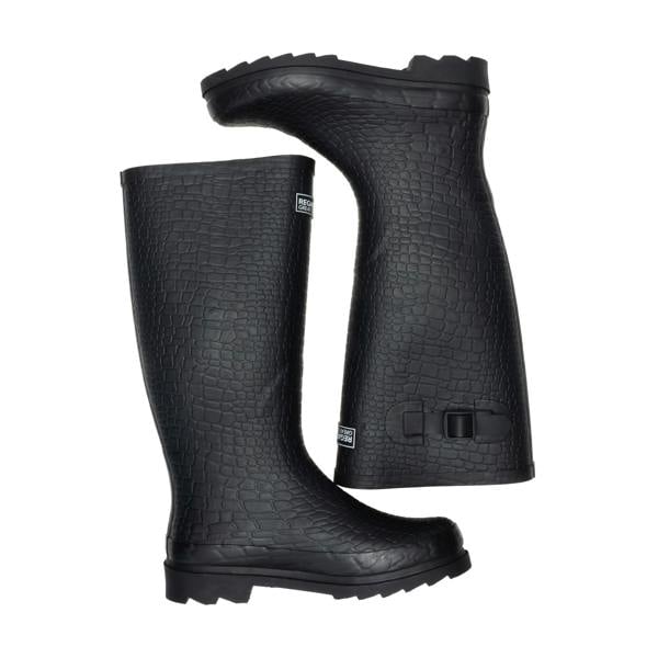 Regatta Womens/Ladies Fairweather III Reptile Print Wellington Boots - Black - 