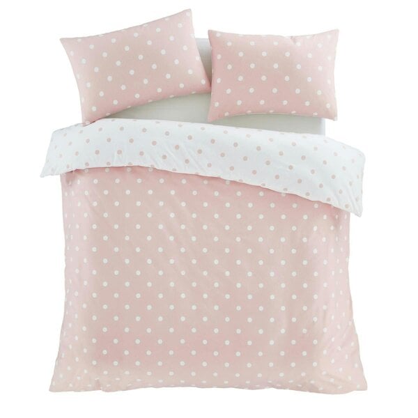 HomeSpace Direct Brushed Polka Dot Pink Duvet Cover Set