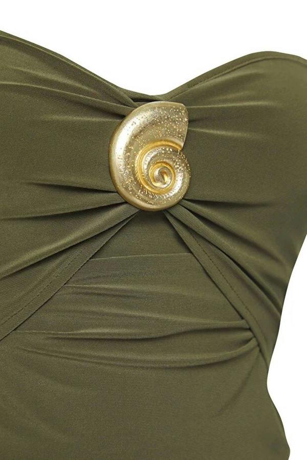 WOVCOR Strapless Knitted Elegant Blouse with Accessory Details