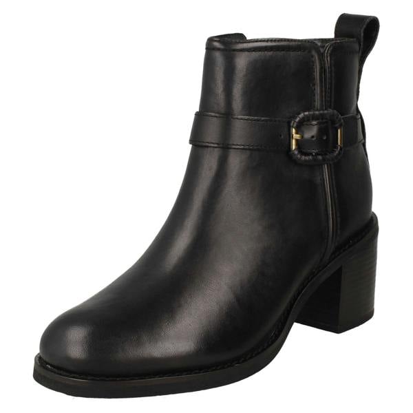Clarks Ladies Clarks Block Heel Ankle Boots  Chamberly Trim