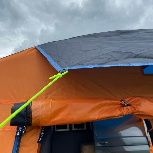 Rain diverting panel on a Loopo Breeze® v2 Inflatable Campervan Awning by OLPRO imageset:Orange