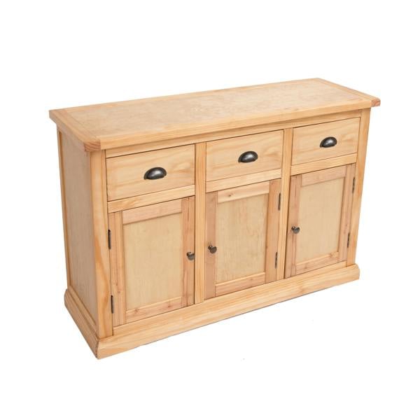 Cabinet Bits Lucca Waxed 3 Drawer 3 Door Sideboard Brass Cup Handle