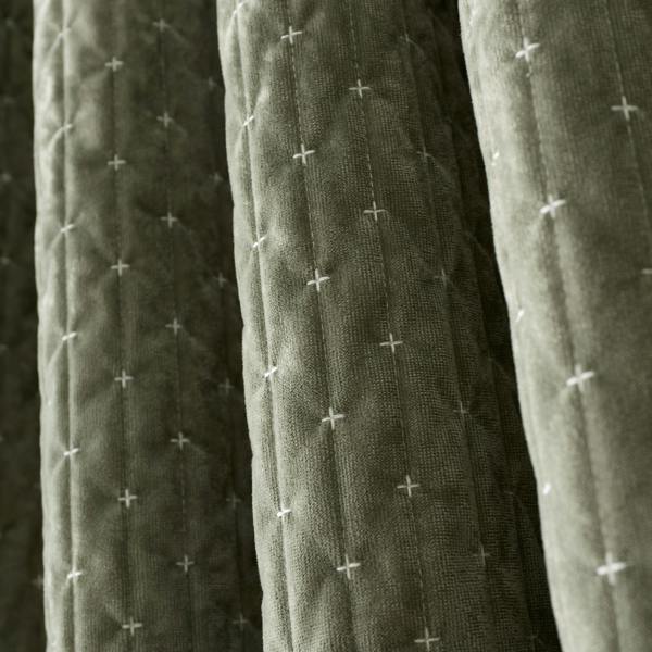 Bianca Attica Velvet Blackout Eyelet Curtains Green